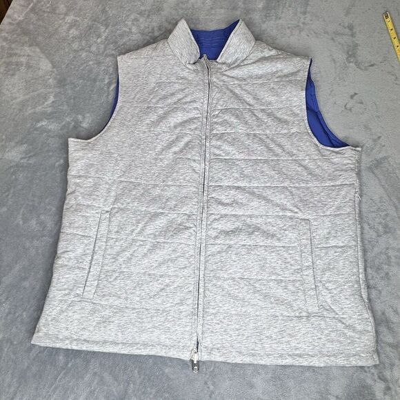 Peter Millar Sz XL Crown Reversible Soft Golf Vest 2-Way Full Zip Gray Blue Mens - Picture 9 of 16